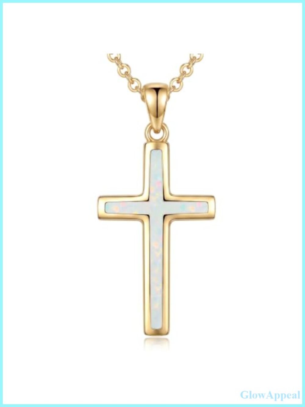 Opal Cross Pendant Necklace 14k Gold Plated Christian Faith Jewelry